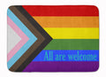 Gay Progress Pride All are Welcome Memory Foam Kitchen Mat Machine Washable Anti-Fatigue Cushion Comfort Bath or Kitchen Rug