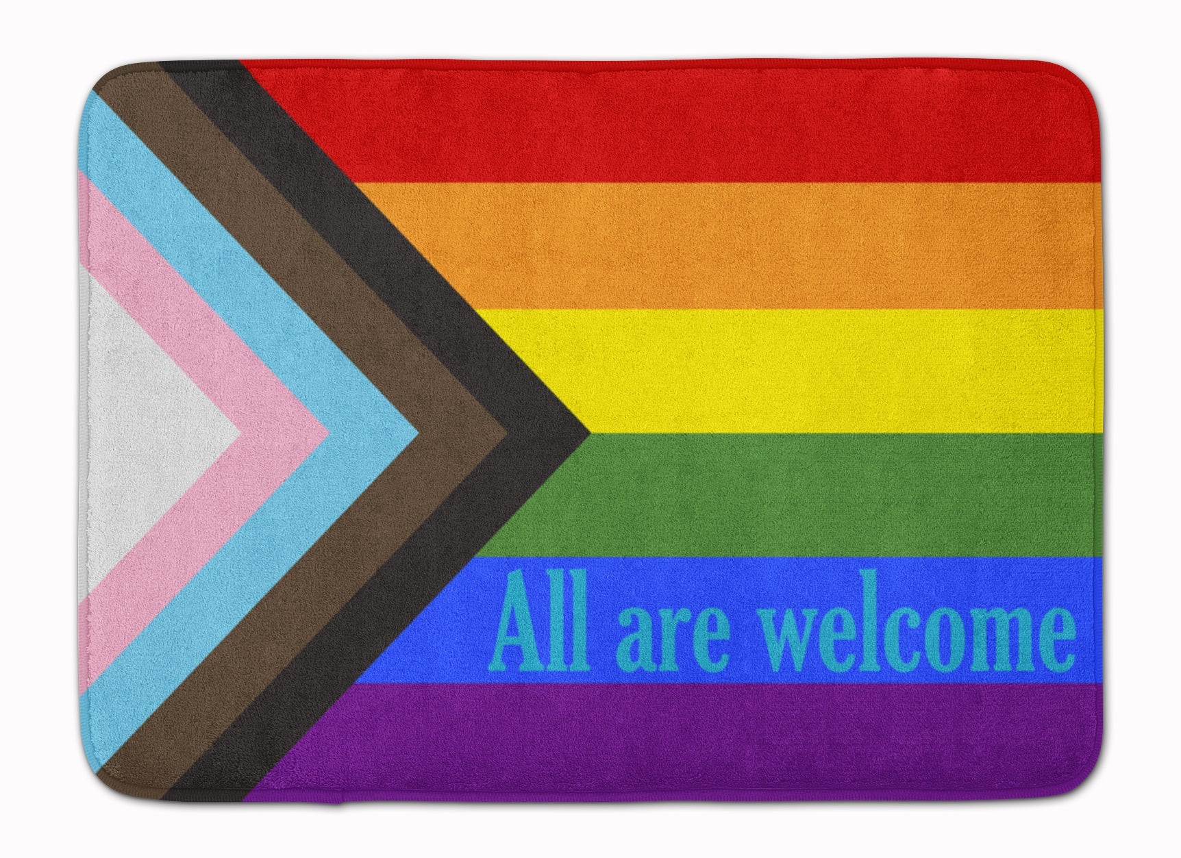 Gay Progress Pride All are Welcome Memory Foam Kitchen Mat Machine Washable Anti-Fatigue Cushion Comfort Bath or Kitchen Rug