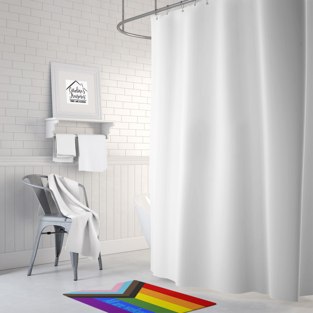 Gay Progress Pride All are Welcome Memory Foam Kitchen Mat Machine Washable Anti-Fatigue Cushion Comfort Bath or Kitchen Rug