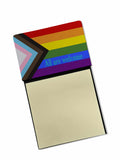 Gay Progress Pride All are Welcome Watercolor Sticky Note Holder Refillable Dispenser Desk Accessory 3x3 Pad Gift