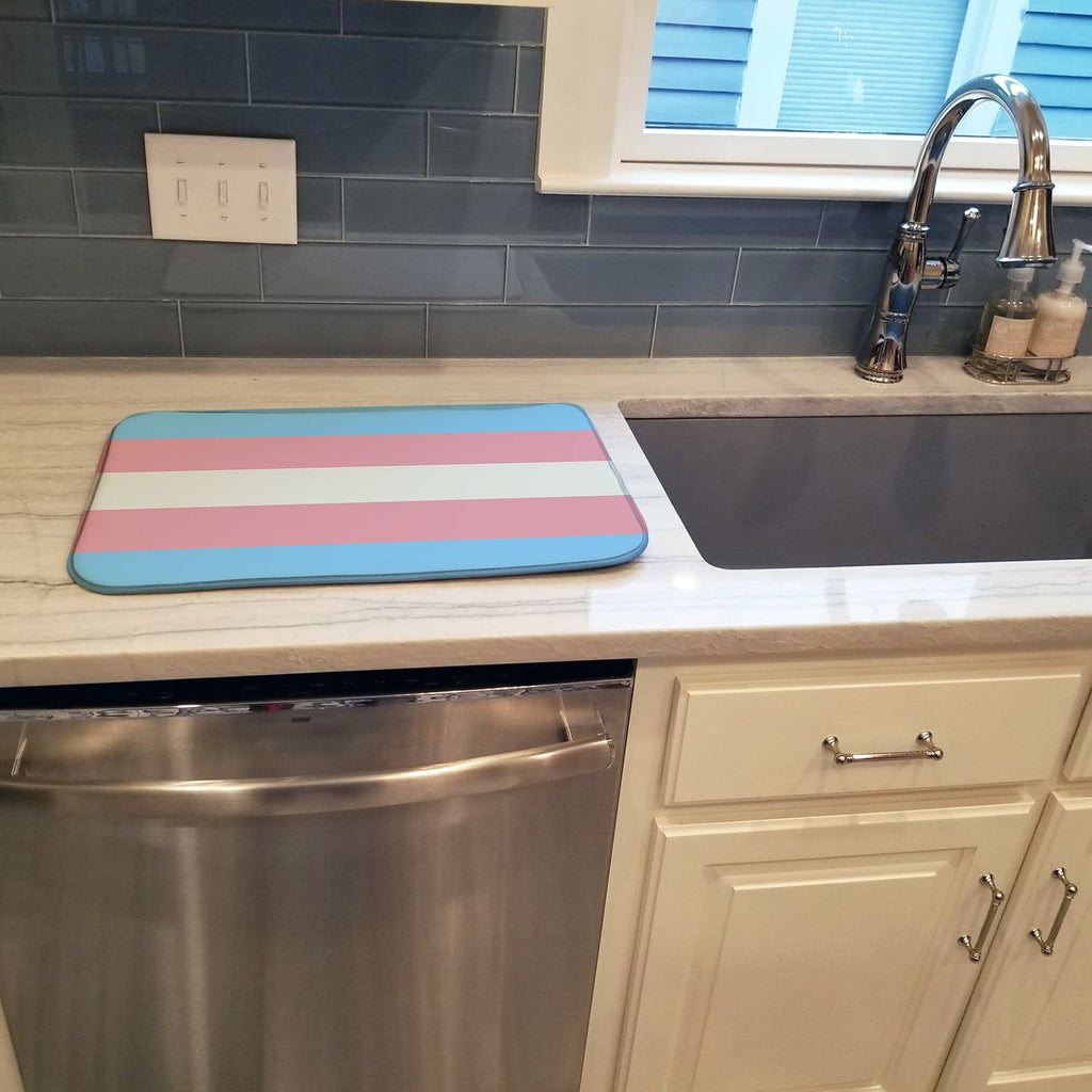 Transgender Pride Dish Drying Mat Absorbent Dish Drying Mat Pad for Kitchen Counter Dish Drainer Mat for Countertop, 14 x 21", Multicolor