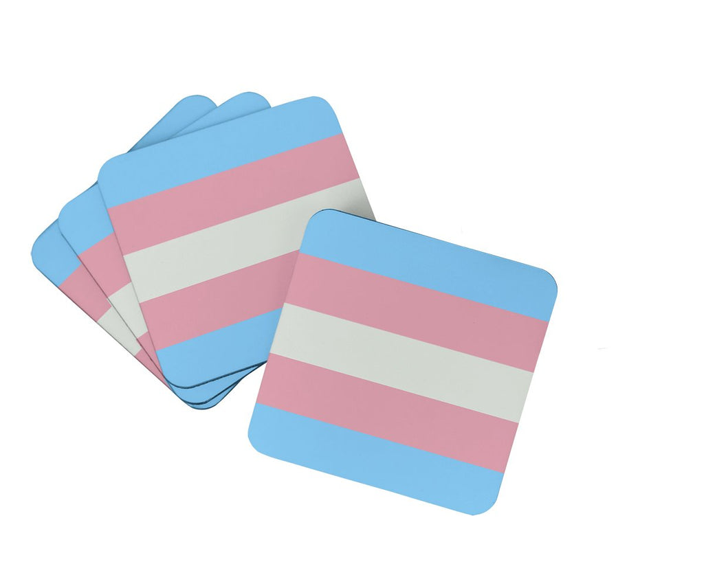 Transgender Pride Foam Coasters Set of 4 Cup Coasters for Indoor Outdoor, Tabletop Protection, Anti Slip, Mouse pad Material
