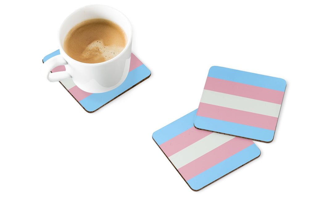 Transgender Pride Foam Coasters Set of 4 Cup Coasters for Indoor Outdoor, Tabletop Protection, Anti Slip, Mouse pad Material