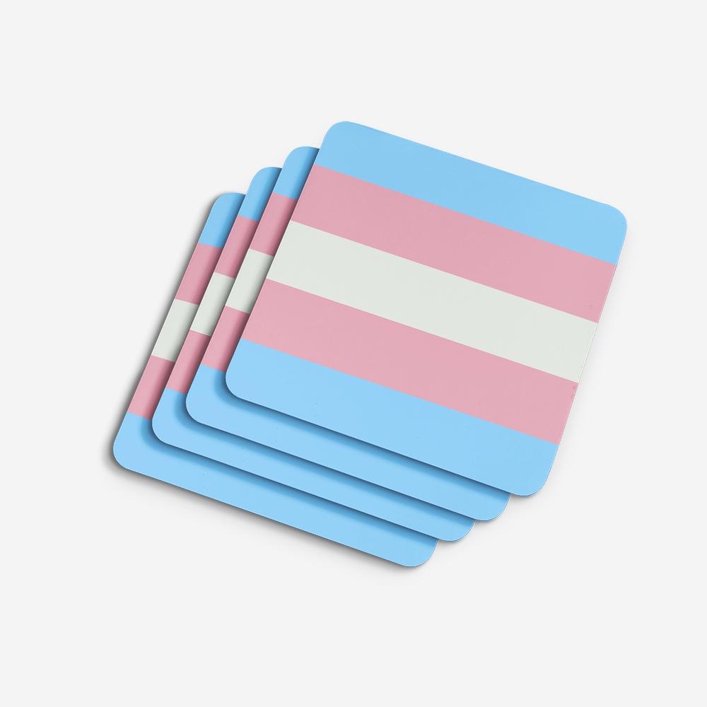 Transgender Pride Foam Coasters Set of 4 Cup Coasters for Indoor Outdoor, Tabletop Protection, Anti Slip, Mouse pad Material