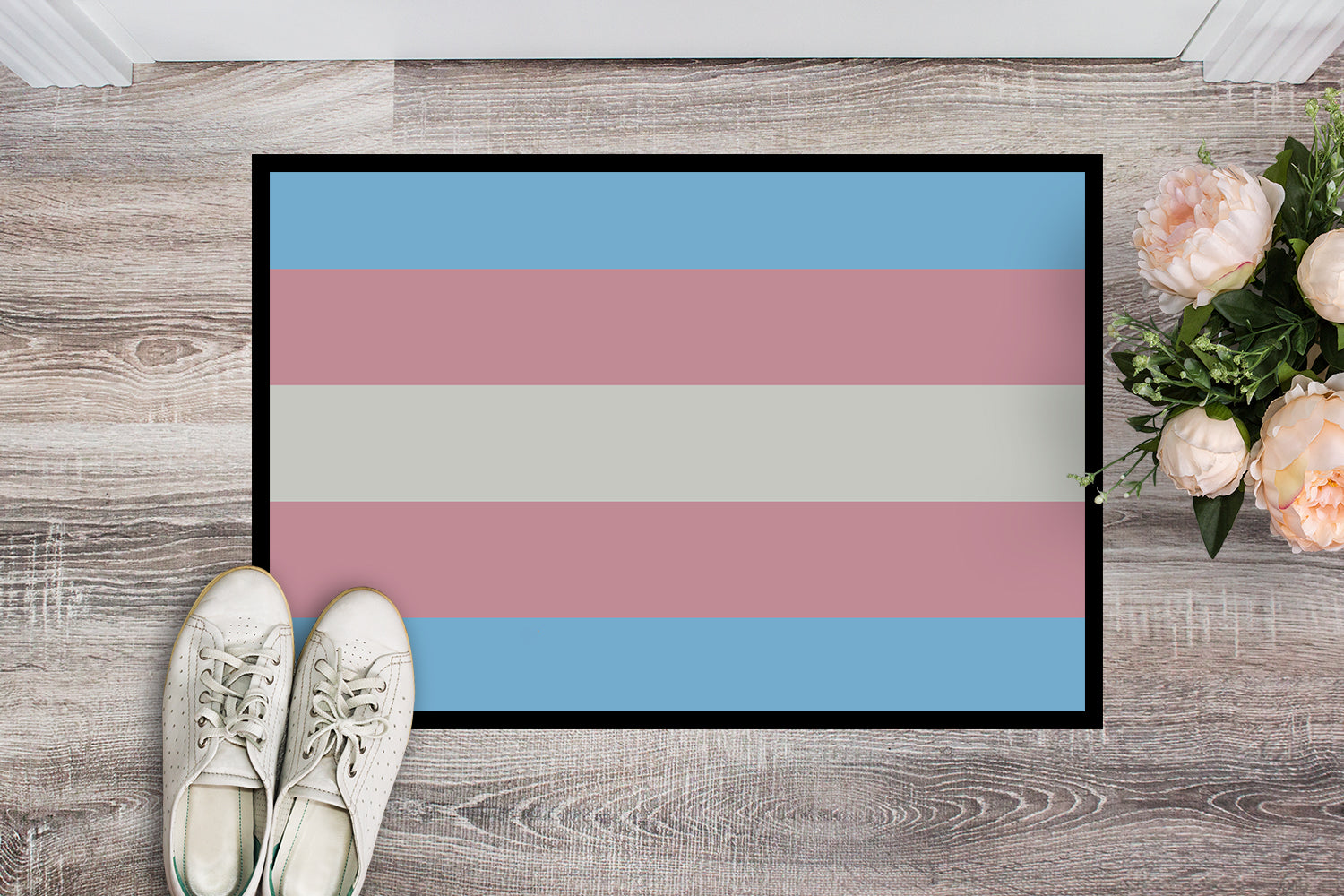 Transgender Pride Doormat Indoor Outdoor 18H X 27W Front Door Mat Rugs for Entryway, Non Slip Washable