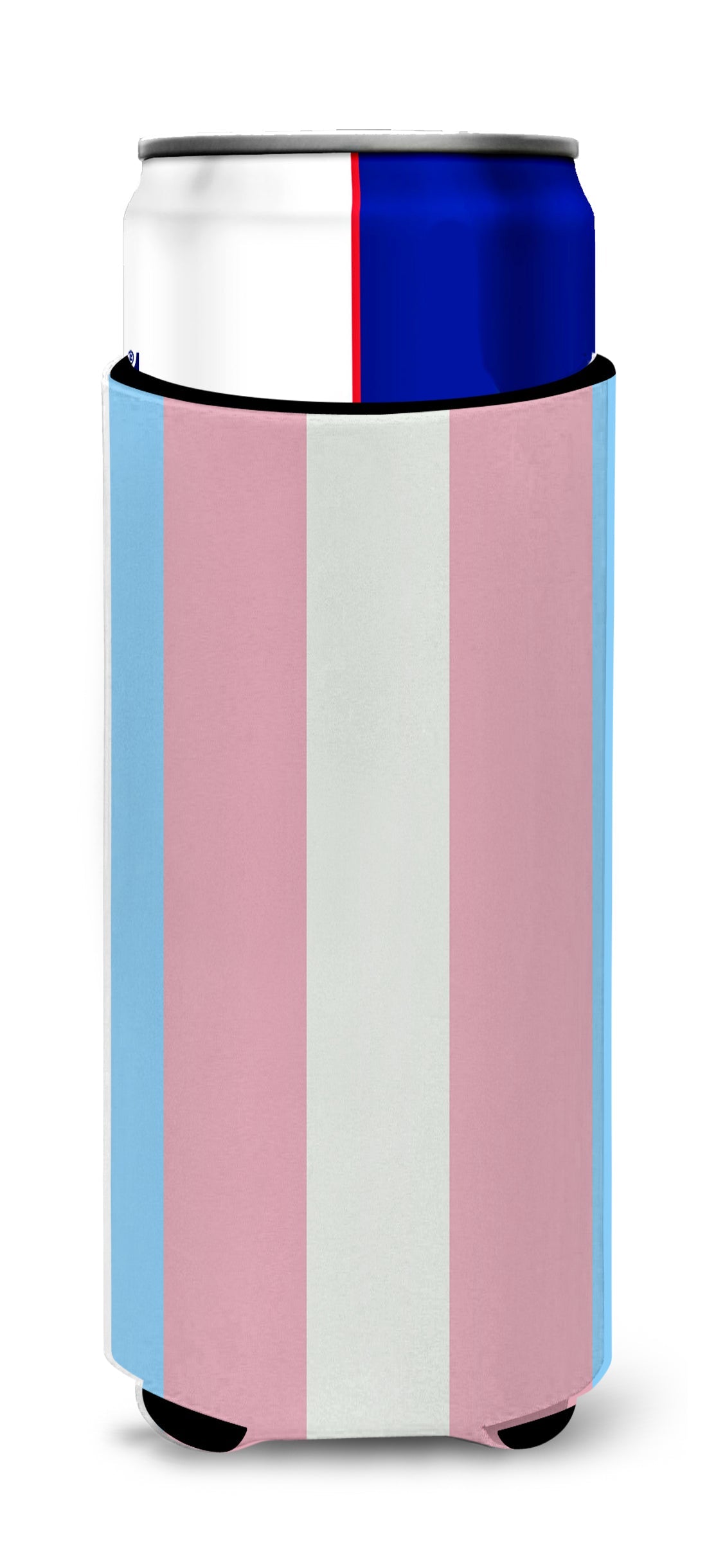 Transgender Pride Slim Can Hugger , Insulated Foam Hugger for 12 oz Slim Cans, Beer Bottles & Water Bottles, Printed in USA