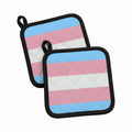Transgender Pride Pot Holder Set of 2 Heat Resistant Quilted Hot Pads 7.5 x 7.5 Inch, Insulated Kitchen Trivets for Cooking & Baking