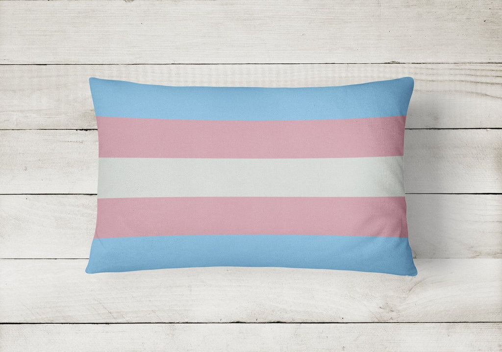 Transgender Pride Decorative Throw Pillow 12x16 Indoor Outdoor Accent Cushion, Fabric Cover with Insert for Sofa, Bed, Porch & Living Room