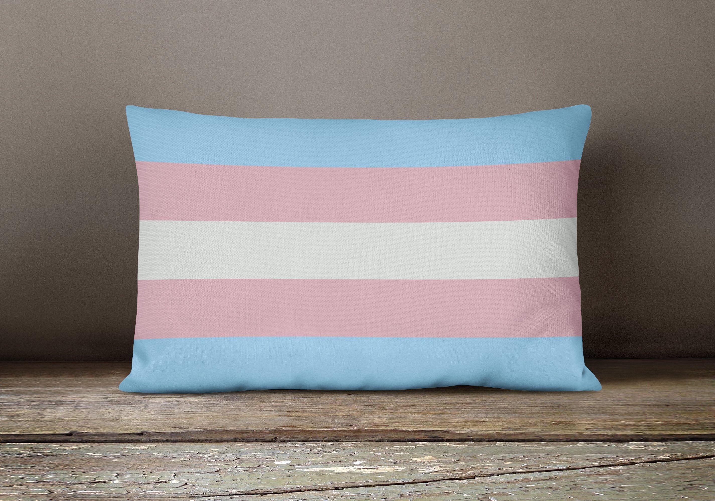 Transgender Pride Decorative Throw Pillow 12x16 Indoor Outdoor Accent Cushion, Fabric Cover with Insert for Sofa, Bed, Porch & Living Room