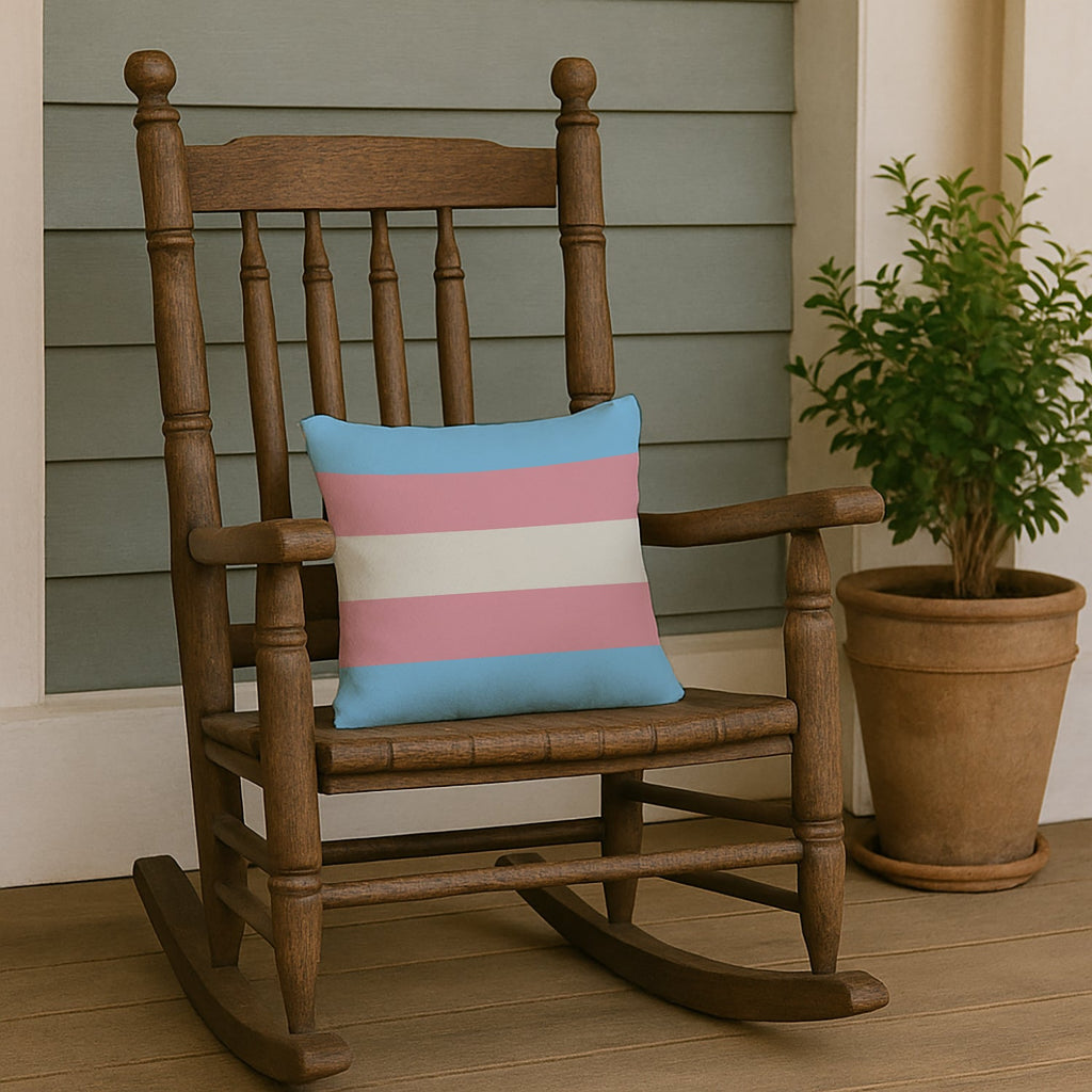Transgender Pride Decorative Throw Pillow 14x14 Indoor Outdoor Accent Cushion, Fabric Cover with Insert for Sofa, Bed, Porch & Living Room