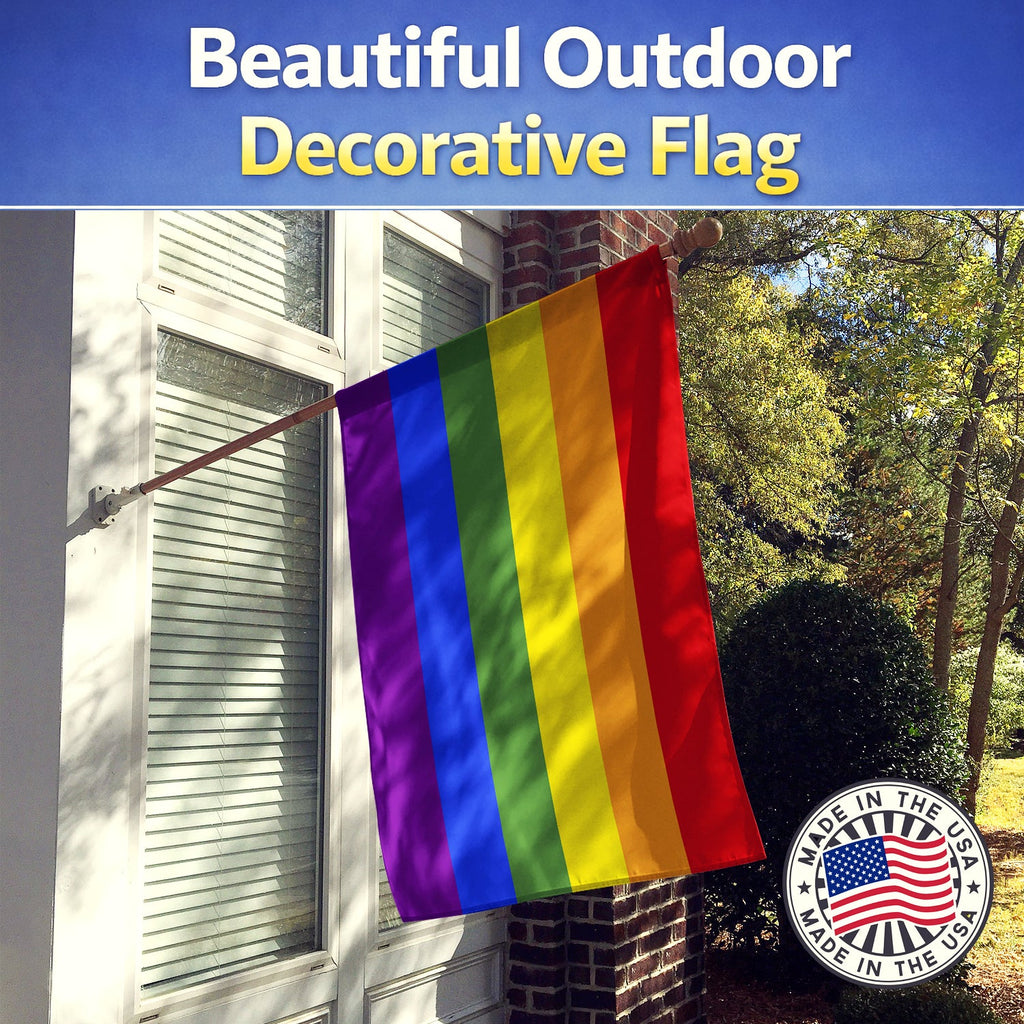Gay Pride House Flag 28x40 Porch Sleeve Pole Decorative Outside Yard Banner Artwork Wall Hanging, Polyester