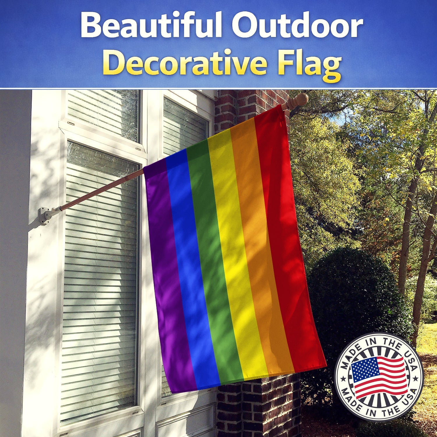 Gay Pride House Flag 28x40 Porch Sleeve Pole Decorative Outside Yard Banner Artwork Wall Hanging, Polyester