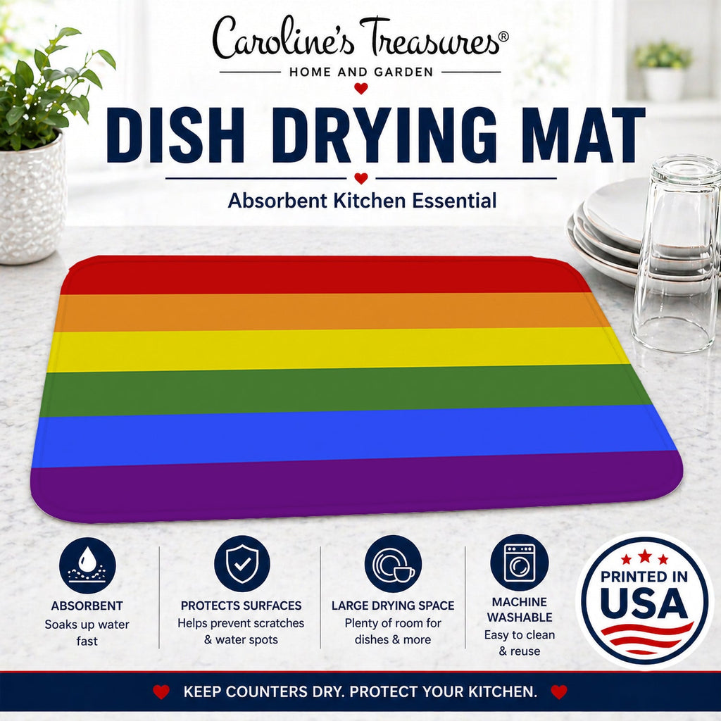 Gay Pride Dish Drying Mat Absorbent Dish Drying Mat Pad for Kitchen Counter Dish Drainer Mat for Countertop, 14 x 21", Multicolor
