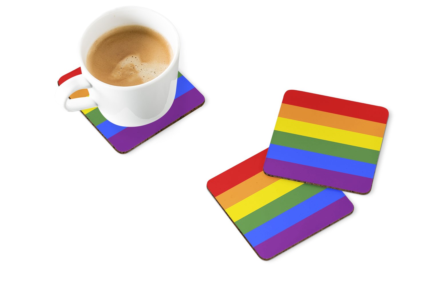 Gay Pride Foam Coasters Set of 4 Cup Coasters for Indoor Outdoor, Tabletop Protection, Anti Slip, Mouse pad Material