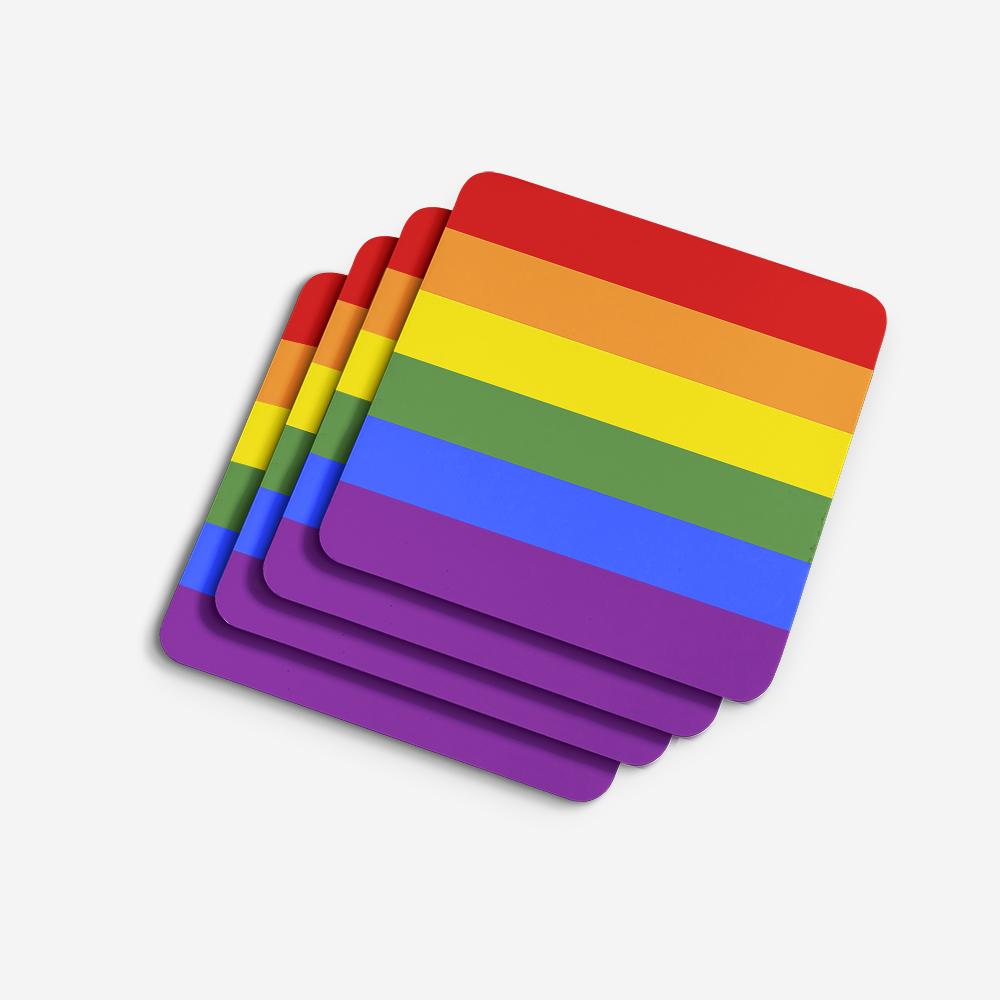 Gay Pride Foam Coasters Set of 4 Cup Coasters for Indoor Outdoor, Tabletop Protection, Anti Slip, Mouse pad Material