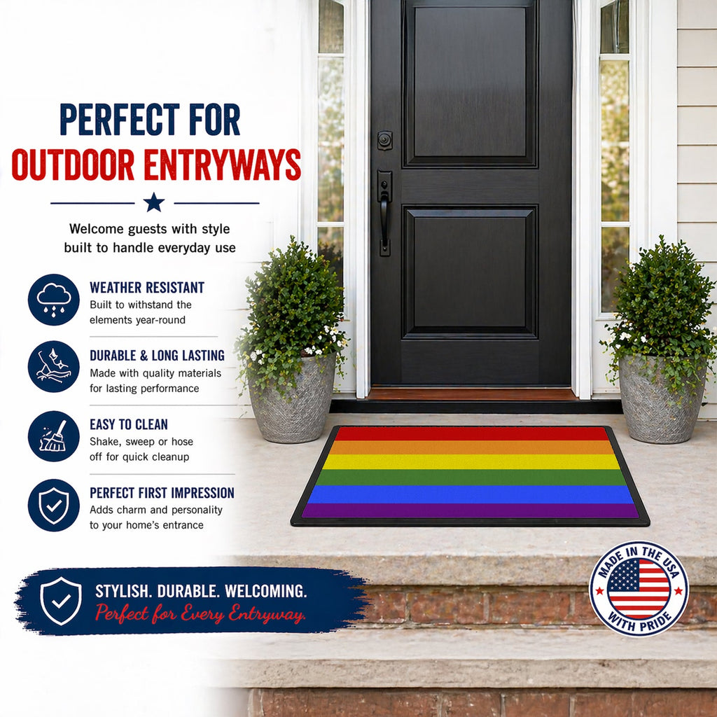 Gay Pride Doormat Indoor Outdoor 24H X 36W Front Door Mat Rugs for Entryway, Non Slip Washable Low Pile,