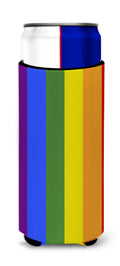 Gay Pride Slim Can Hugger , Insulated Foam Hugger for 12 oz Slim Cans, Beer Bottles & Water Bottles, Printed in USA