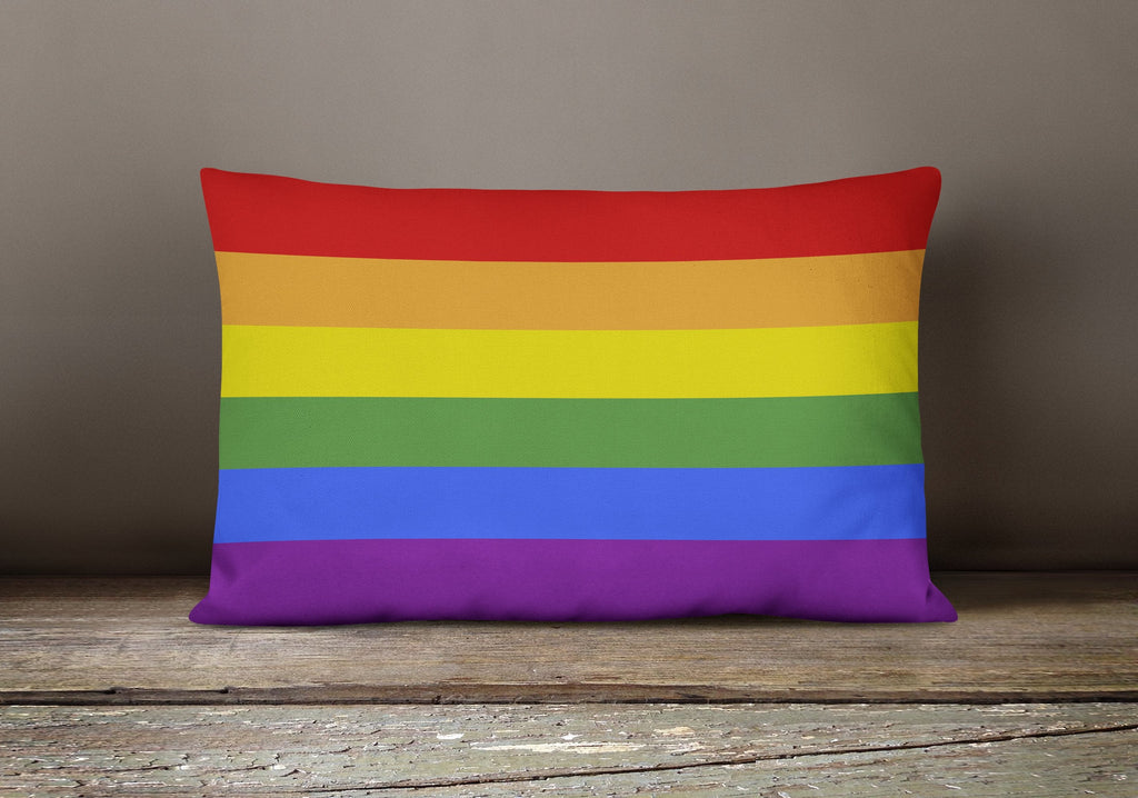 Gay Pride Decorative Throw Pillow 12x16 Indoor Outdoor Accent Cushion, Fabric Cover with Insert for Sofa, Bed, Porch & Living Room