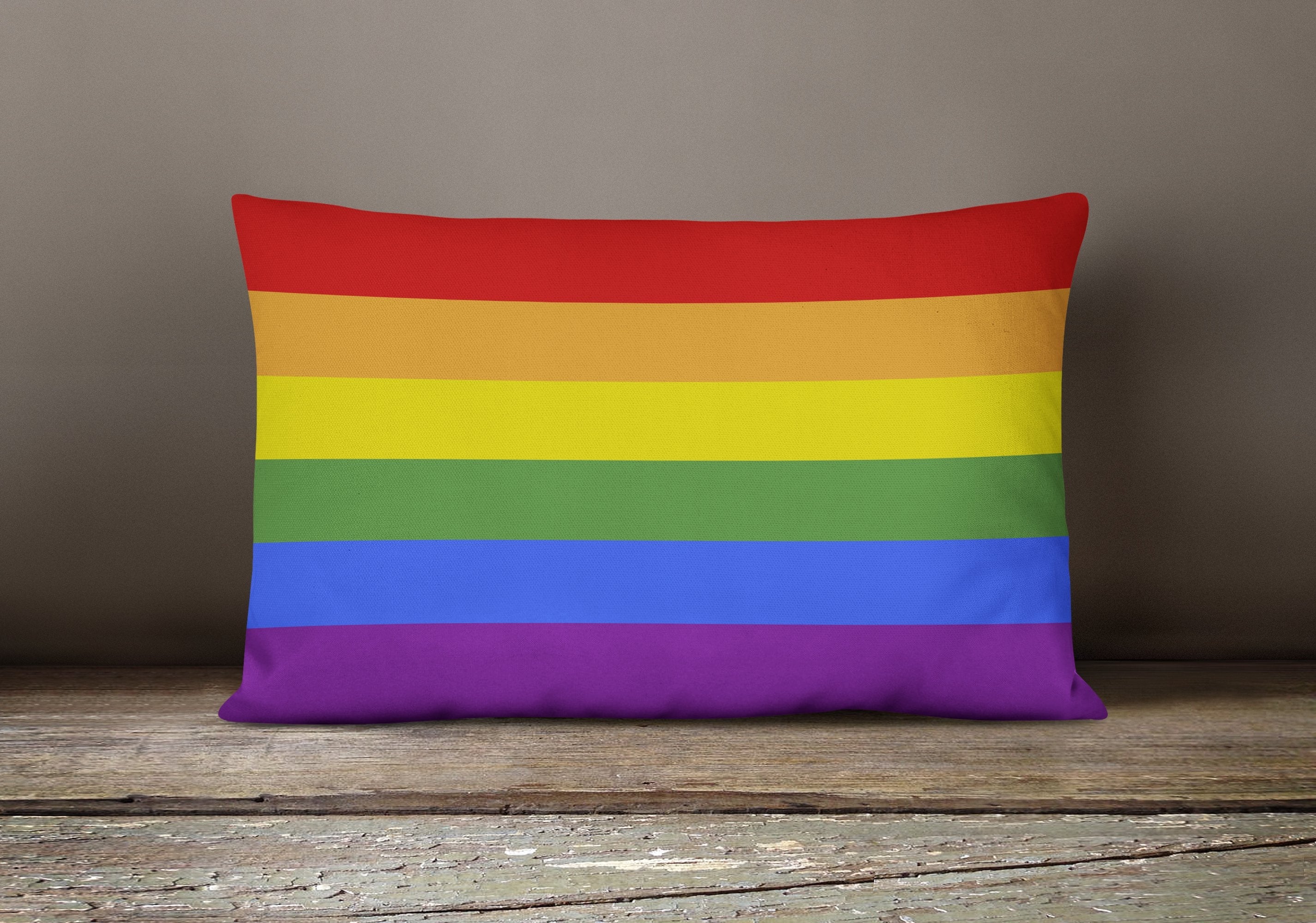 Gay Pride Decorative Throw Pillow 12x16 Indoor Outdoor Accent Cushion, Fabric Cover with Insert for Sofa, Bed, Porch & Living Room