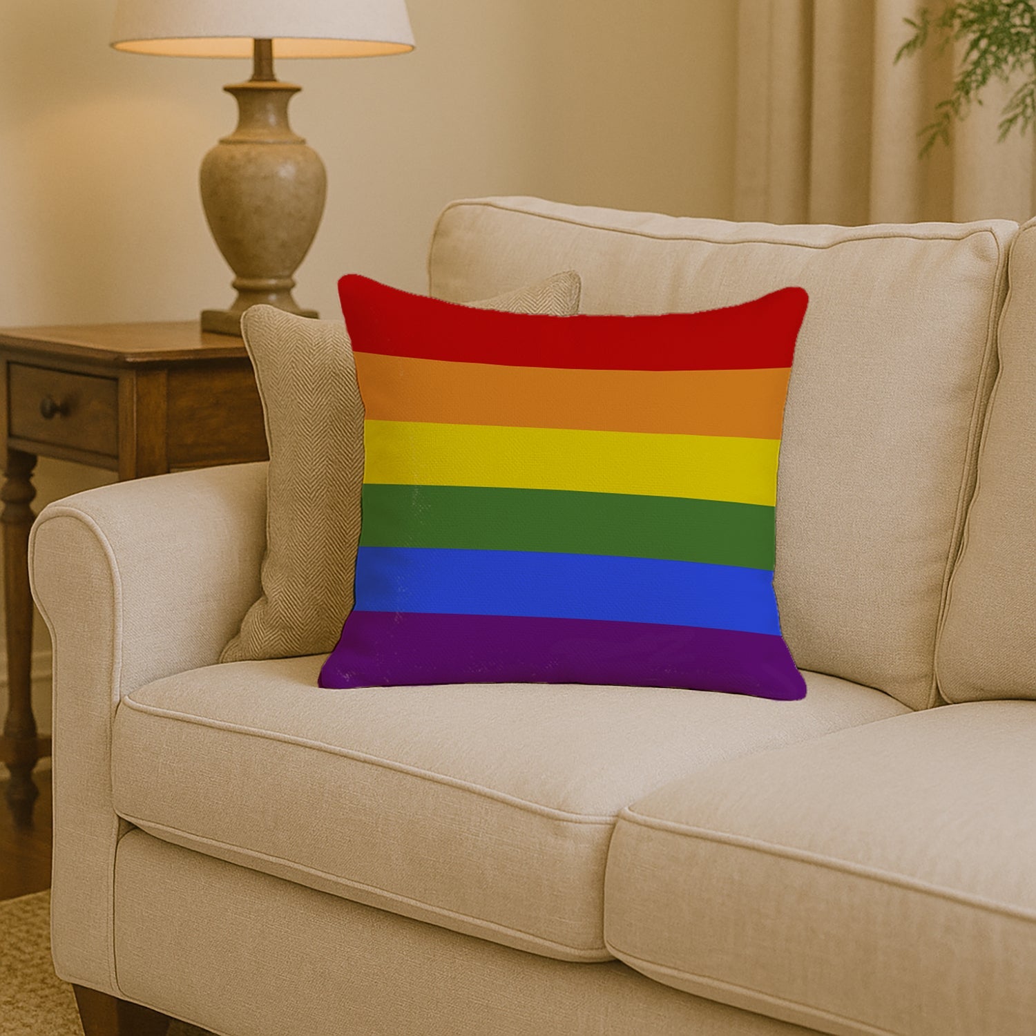 Gay Pride Decorative Throw Pillow 14x14 Indoor Outdoor Accent Cushion, Fabric Cover with Insert for Sofa, Bed, Porch & Living Room