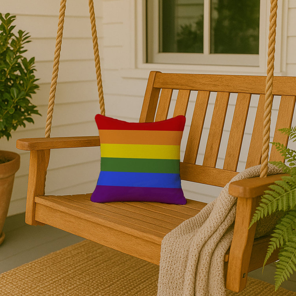 Gay Pride Decorative Throw Pillow 14x14 Indoor Outdoor Accent Cushion, Fabric Cover with Insert for Sofa, Bed, Porch & Living Room