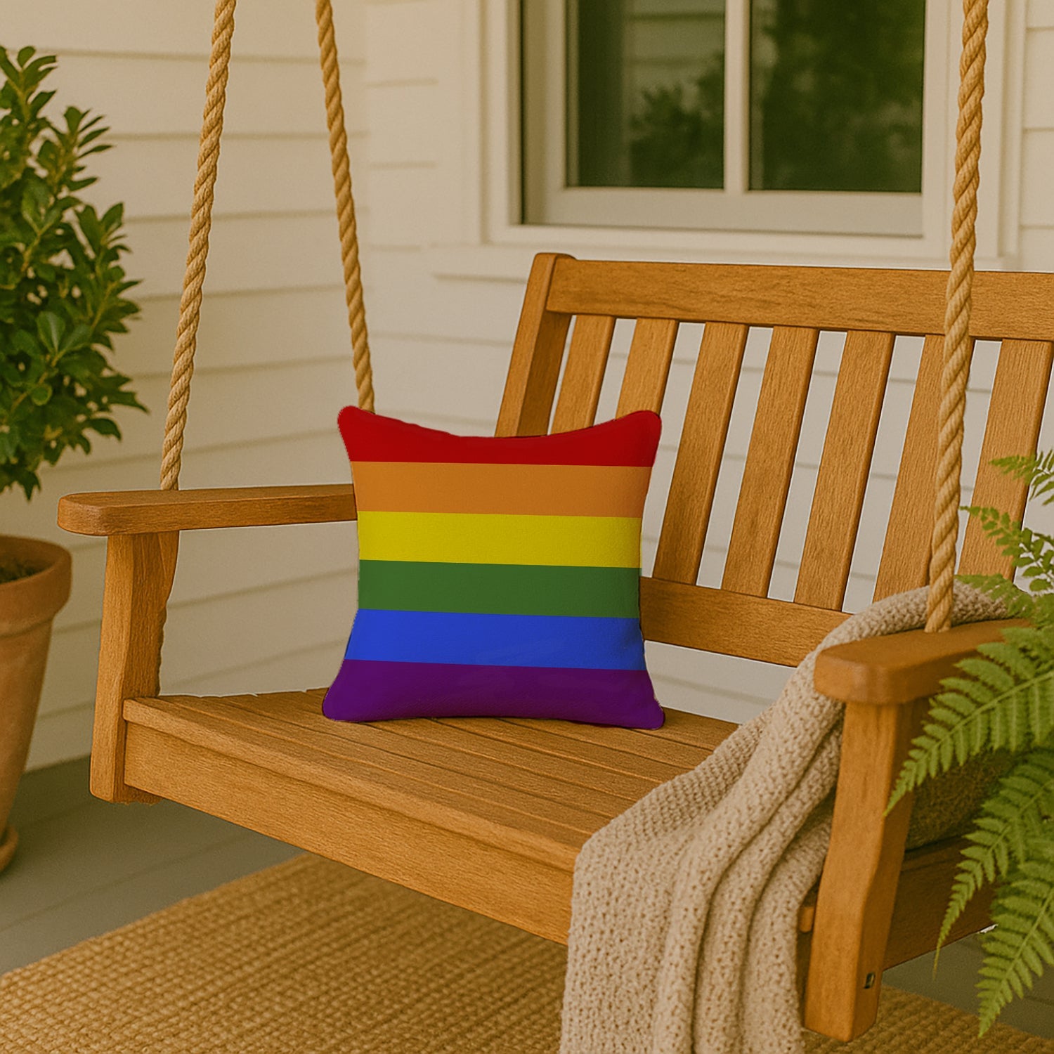 Gay Pride Decorative Throw Pillow 14x14 Indoor Outdoor Accent Cushion, Fabric Cover with Insert for Sofa, Bed, Porch & Living Room