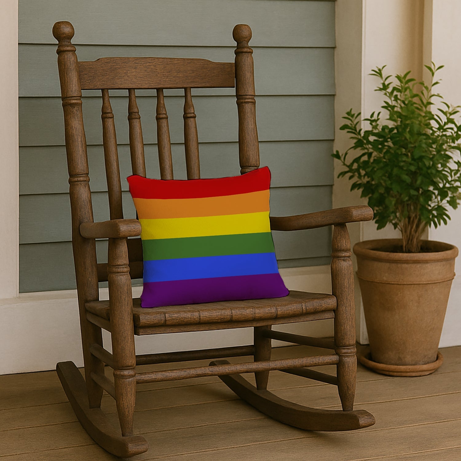 Gay Pride Decorative Throw Pillow 14x14 Indoor Outdoor Accent Cushion, Fabric Cover with Insert for Sofa, Bed, Porch & Living Room