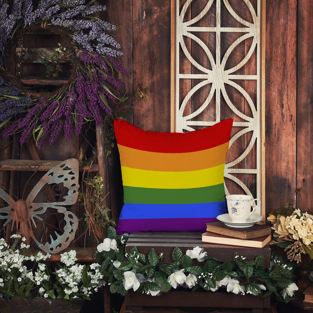 Gay Pride Decorative Throw Pillow 14x14 Indoor Outdoor Accent Cushion, Fabric Cover with Insert for Sofa, Bed, Porch & Living Room