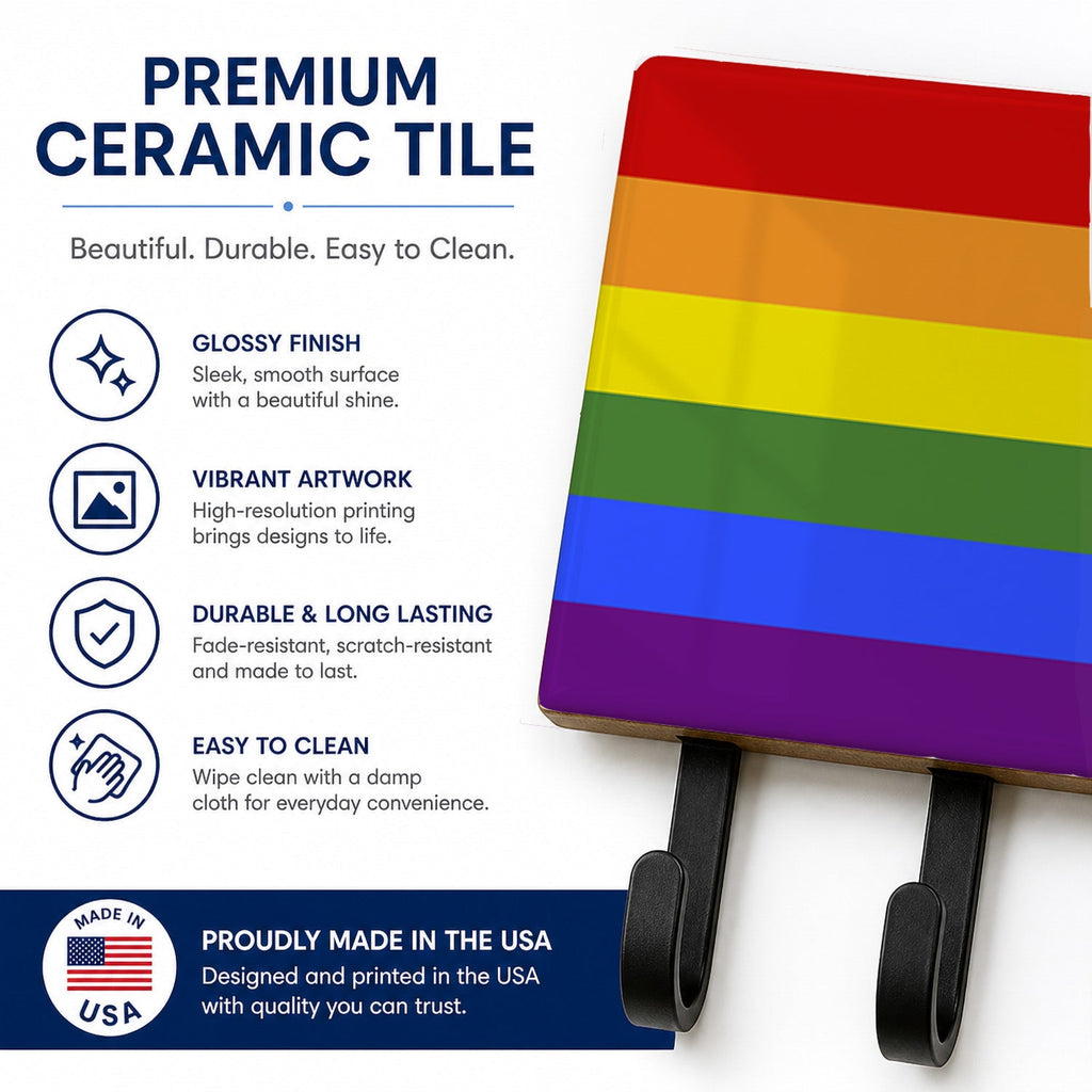 Gay Pride Leash or Key Holder Wall Hooks, Coat Rack Wall Mount, for Hanging Keys, Towels, Aprons, Leashes