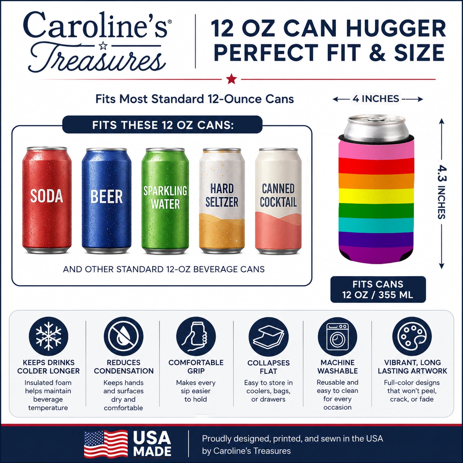 Gay Pride before 1978 Can or Bottle Hugger Cooler Sleeve for Standard 12 oz Cans, Insulated Foam Beer & Soda Can Hugger Reusable
