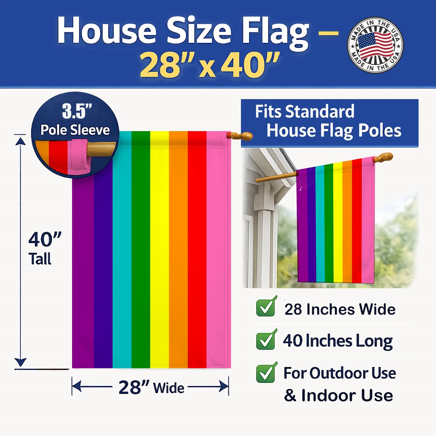 Gay Pride before 1978 House Flag 28x40 Porch Sleeve Pole Decorative Outside Yard Banner Artwork Wall Hanging, Polyester