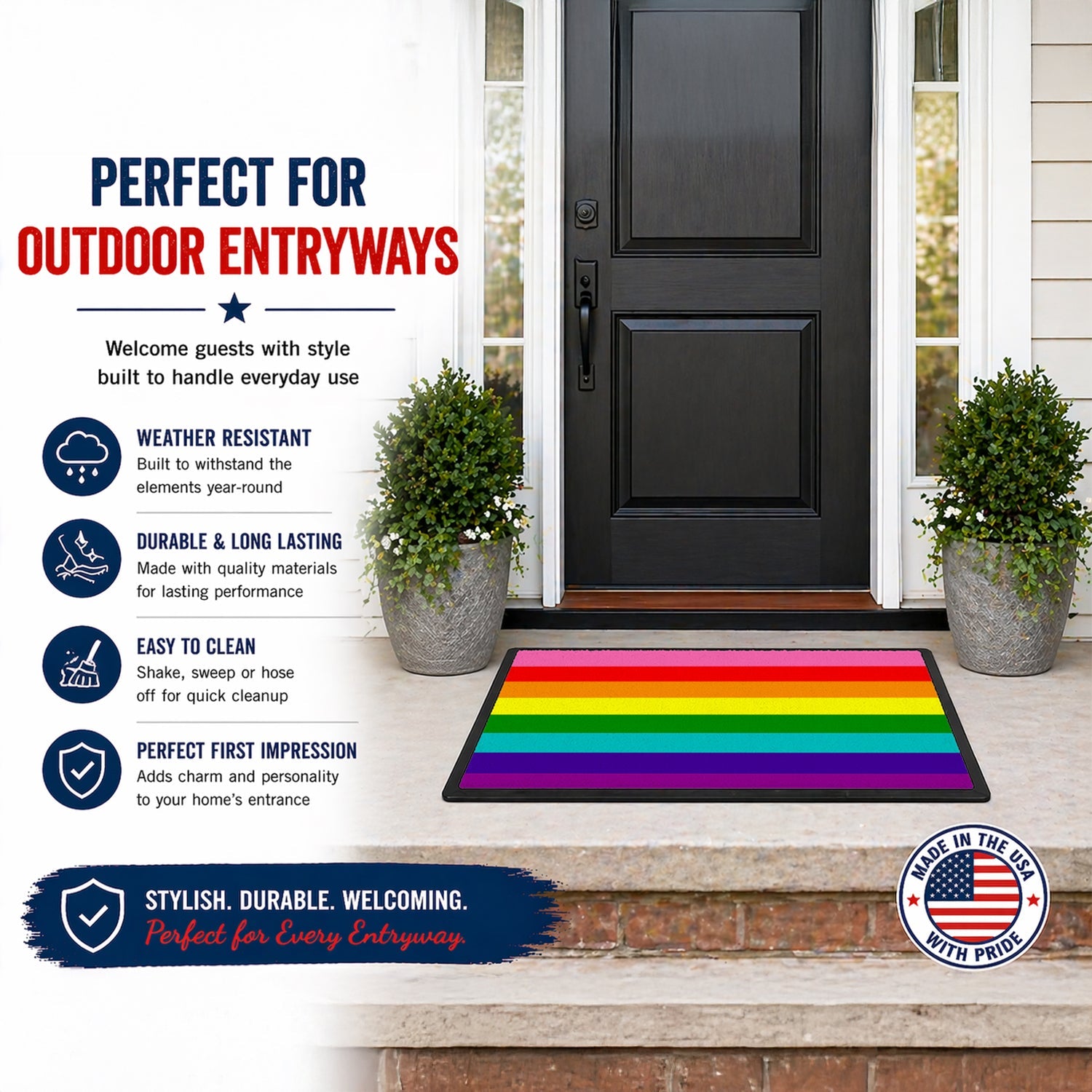 Gay Pride before 1978 Doormat Indoor Outdoor 18H X 27W Front Door Mat Rugs for Entryway, Non Slip Washable