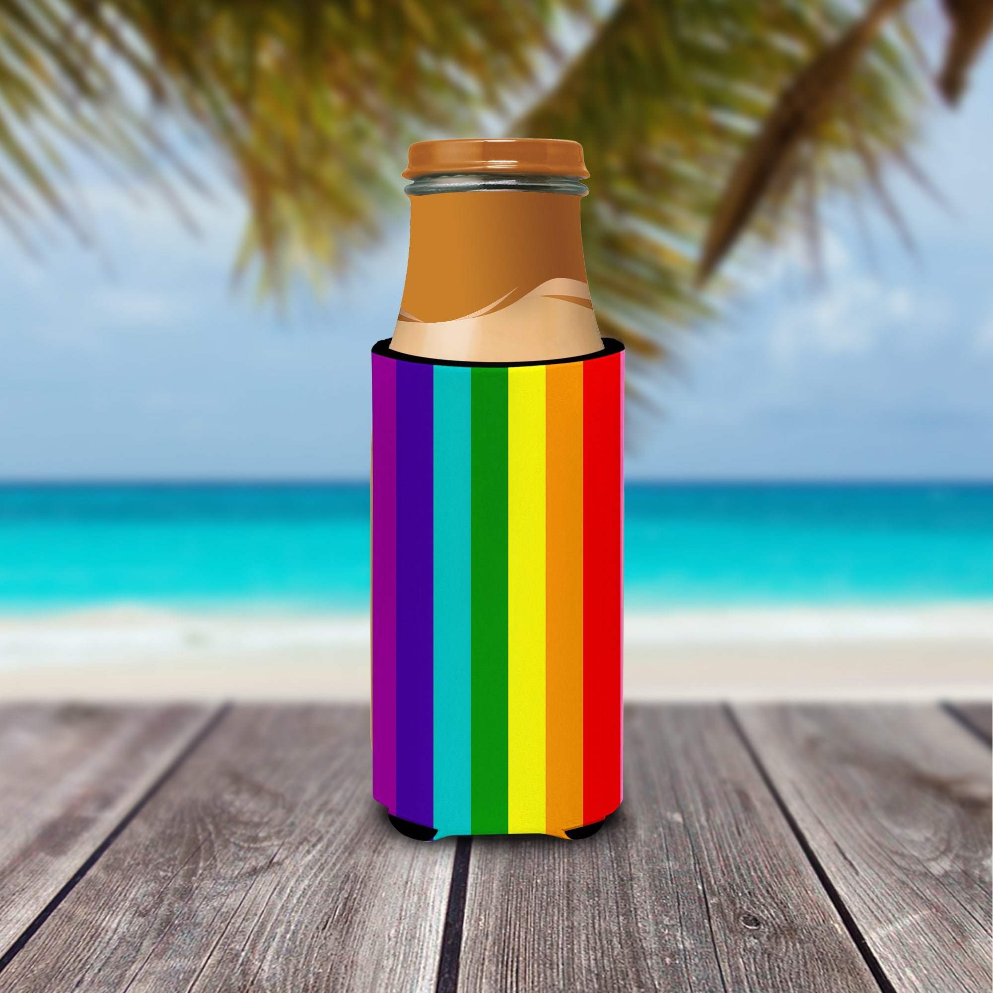 Gay Pride before 1978 Slim Can Hugger , Insulated Foam Hugger for 12 oz Slim Cans, Beer Bottles & Water Bottles, Printed in USA