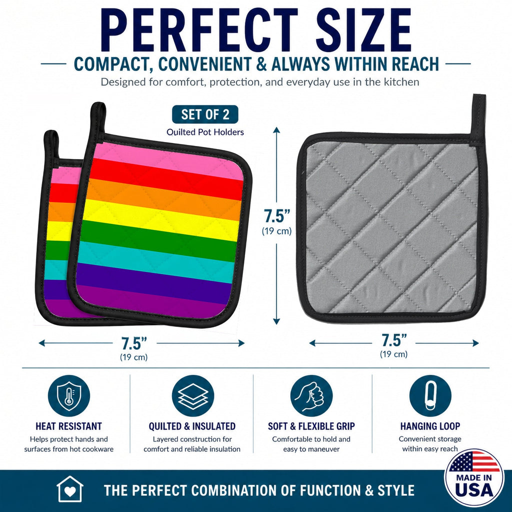 Gay Pride before 1978 Pot Holder Set of 2 Heat Resistant Quilted Hot Pads 7.5 x 7.5 Inch, Insulated Kitchen Trivets for Cooking & Baking