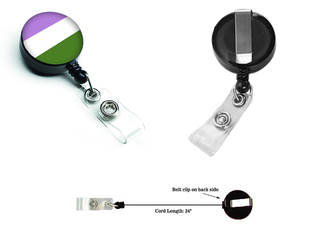 Genderqueer Pride Retractable Badge Reel for Nurses ID Badge Holder with Clip Retractable Employee Badge Holder, Belt Clip