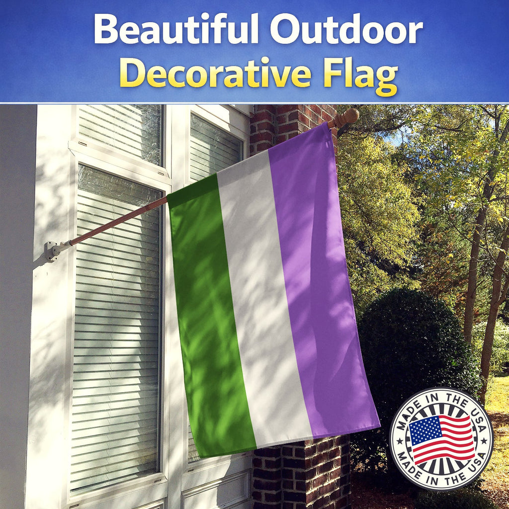 Genderqueer Pride House Flag 28x40 Porch Sleeve Pole Decorative Outside Yard Banner Artwork Wall Hanging, Polyester