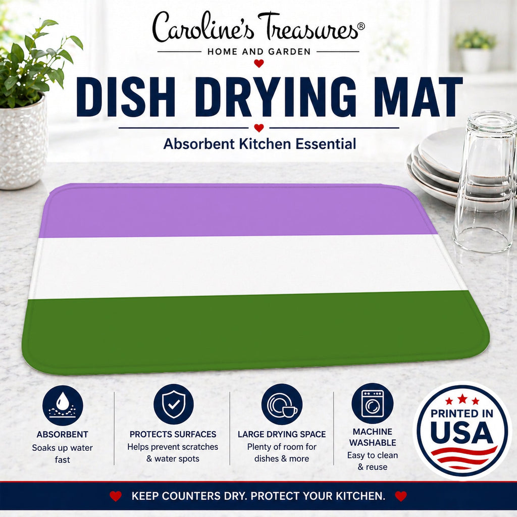 Genderqueer Pride Dish Drying Mat Absorbent Dish Drying Mat Pad for Kitchen Counter Dish Drainer Mat for Countertop, 14 x 21", Multicolor