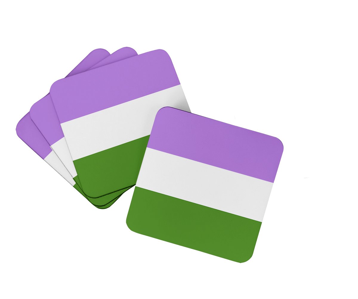 Genderqueer Pride Foam Coasters Set of 4 Cup Coasters for Indoor Outdoor, Tabletop Protection, Anti Slip, Mouse pad Material