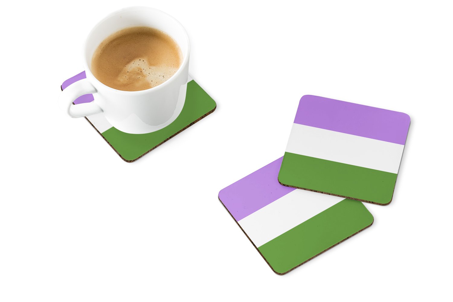 Genderqueer Pride Foam Coasters Set of 4 Cup Coasters for Indoor Outdoor, Tabletop Protection, Anti Slip, Mouse pad Material