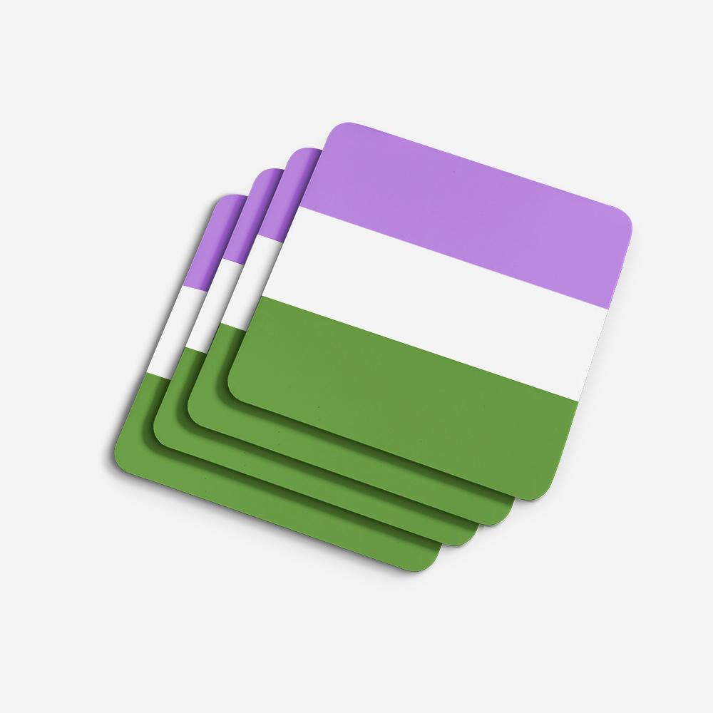 Genderqueer Pride Foam Coasters Set of 4 Cup Coasters for Indoor Outdoor, Tabletop Protection, Anti Slip, Mouse pad Material