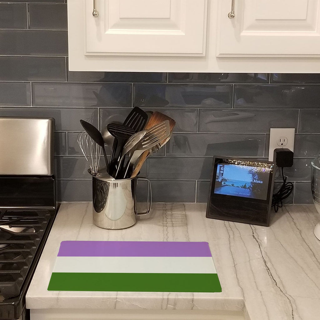 Genderqueer Pride Cutting Board Tempered Glass Kitchen Cutting Surface, Heat Resistant Chopping, Non-Slip Feet, Food Prep & Serving