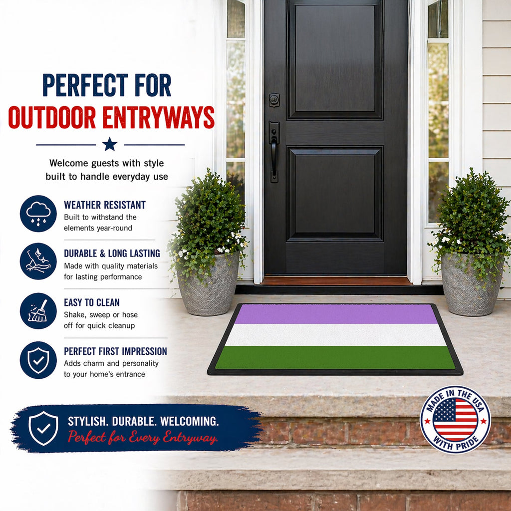 Genderqueer Pride Doormat Indoor Outdoor 18H X 27W Front Door Mat Rugs for Entryway, Non Slip Washable