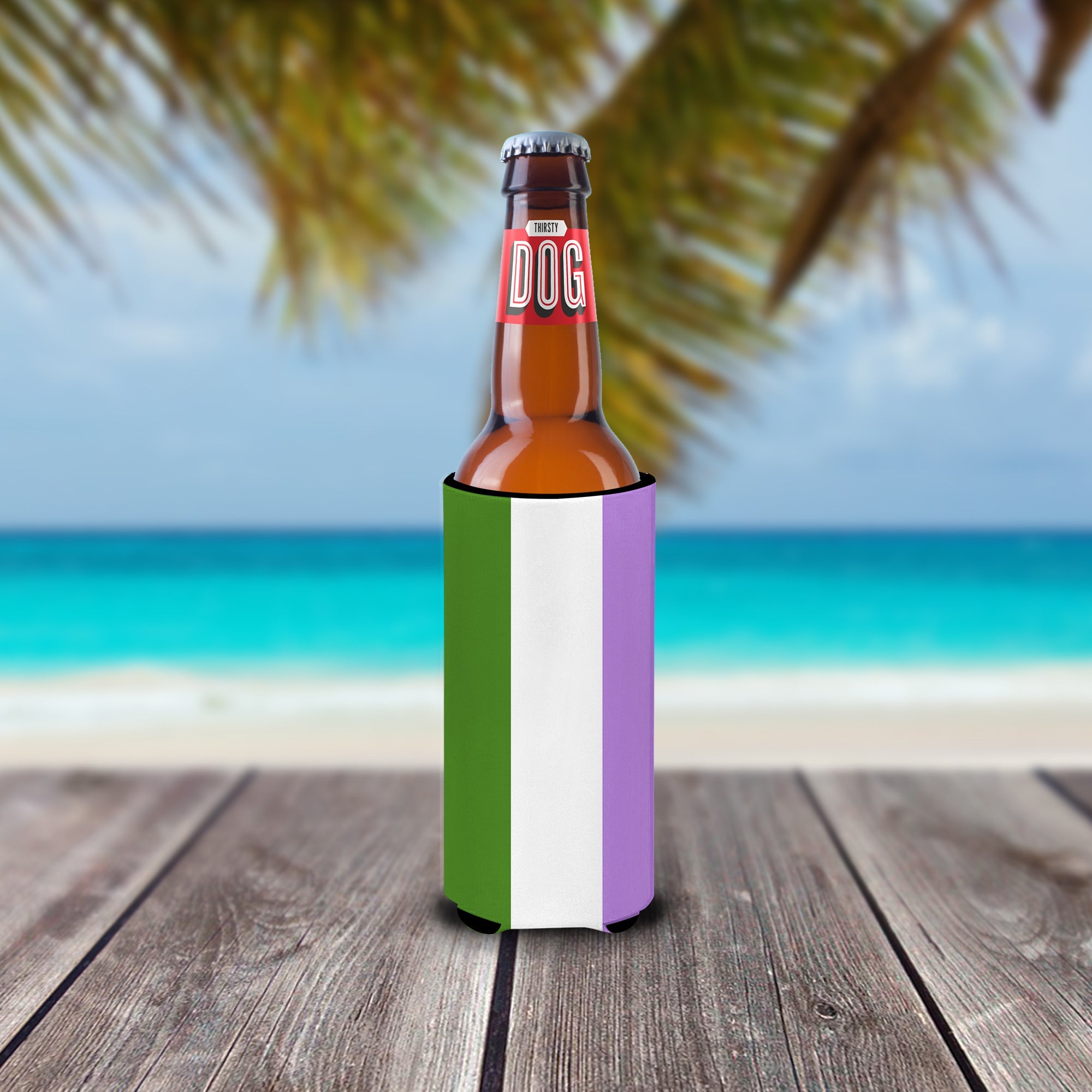 Genderqueer Pride Slim Can Hugger , Insulated Foam Hugger for 12 oz Slim Cans, Beer Bottles & Water Bottles, Printed in USA