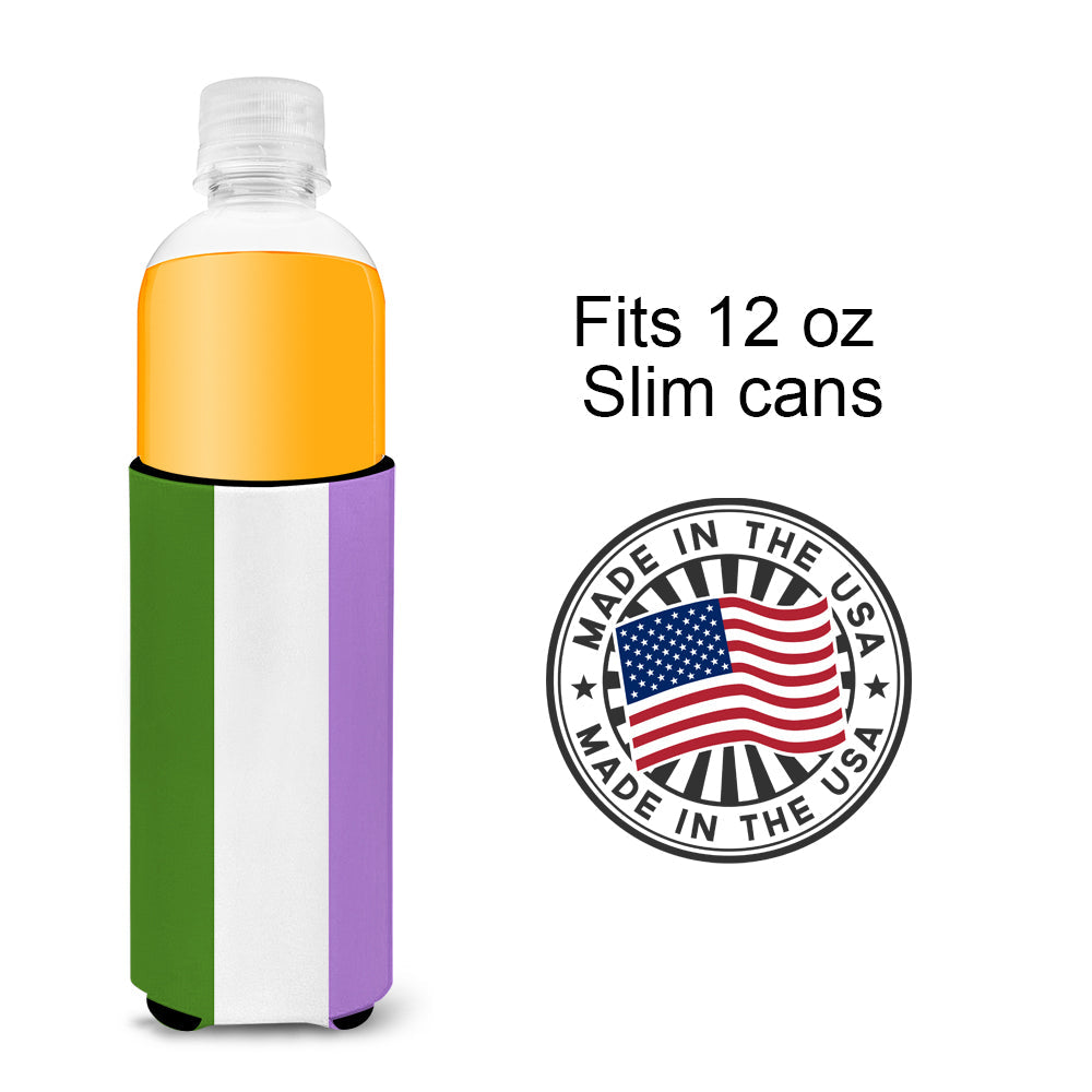 Genderqueer Pride Slim Can Hugger , Insulated Foam Hugger for 12 oz Slim Cans, Beer Bottles & Water Bottles, Printed in USA