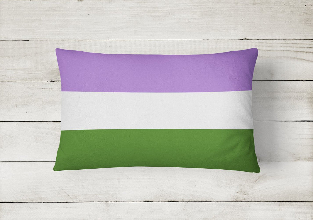 Genderqueer Pride Decorative Throw Pillow 12x16 Indoor Outdoor Accent Cushion, Fabric Cover with Insert for Sofa, Bed, Porch & Living Room