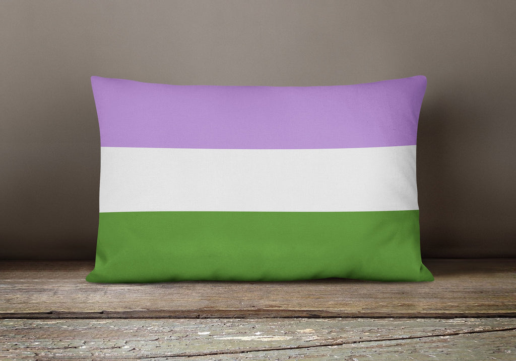 Genderqueer Pride Decorative Throw Pillow 12x16 Indoor Outdoor Accent Cushion, Fabric Cover with Insert for Sofa, Bed, Porch & Living Room