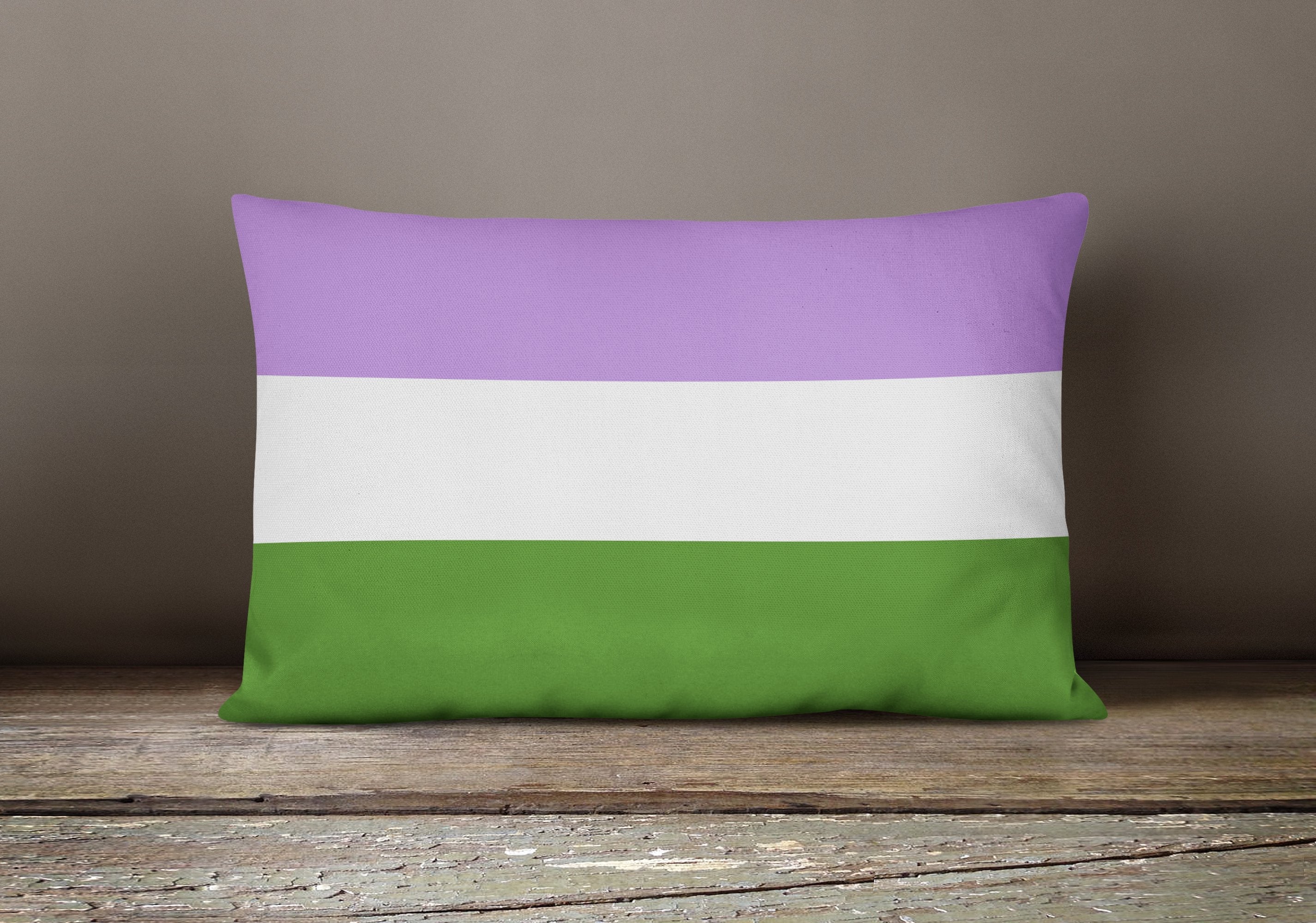 Genderqueer Pride Decorative Throw Pillow 12x16 Indoor Outdoor Accent Cushion, Fabric Cover with Insert for Sofa, Bed, Porch & Living Room