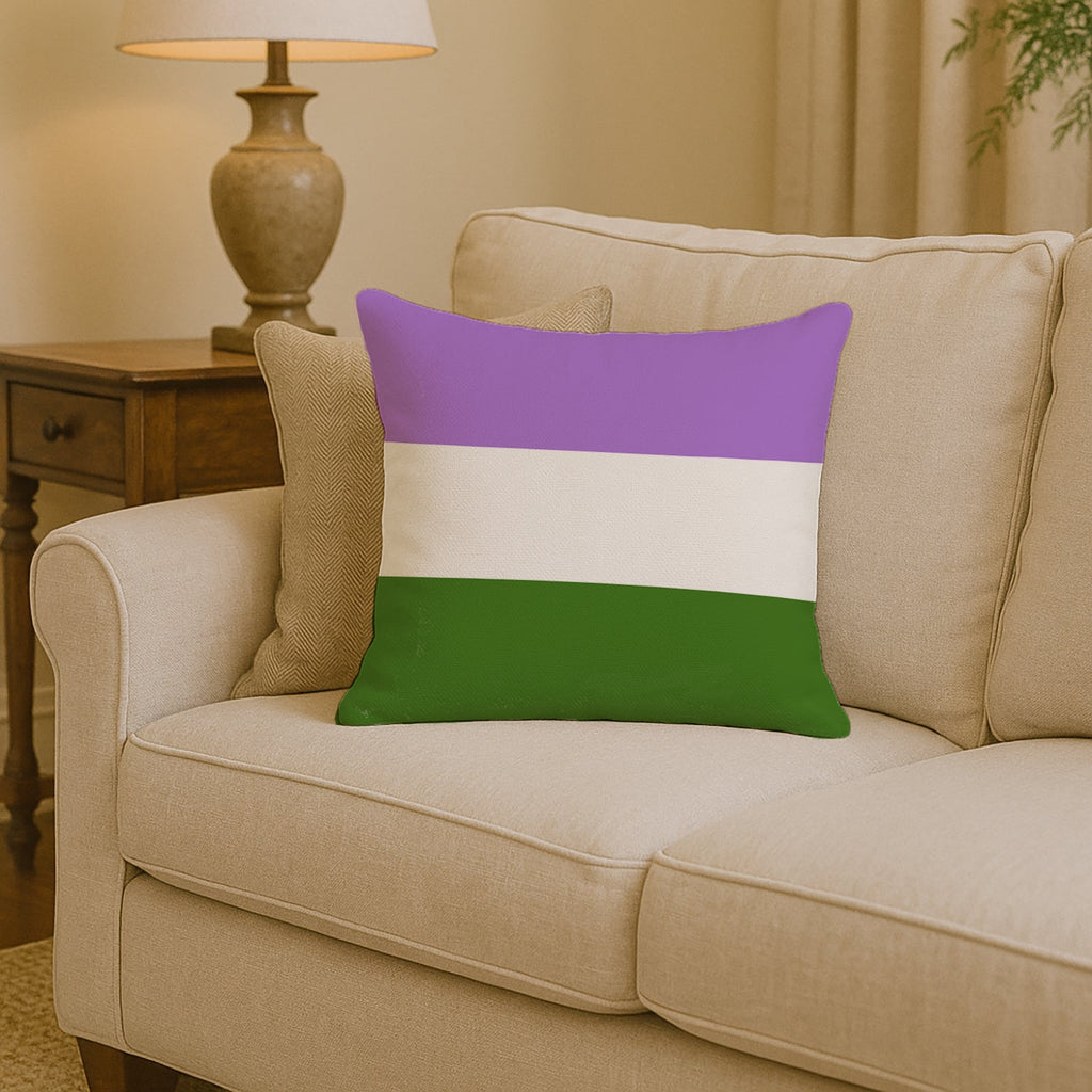 Genderqueer Pride Decorative Throw Pillow 14x14 Indoor Outdoor Accent Cushion, Fabric Cover with Insert for Sofa, Bed, Porch & Living Room
