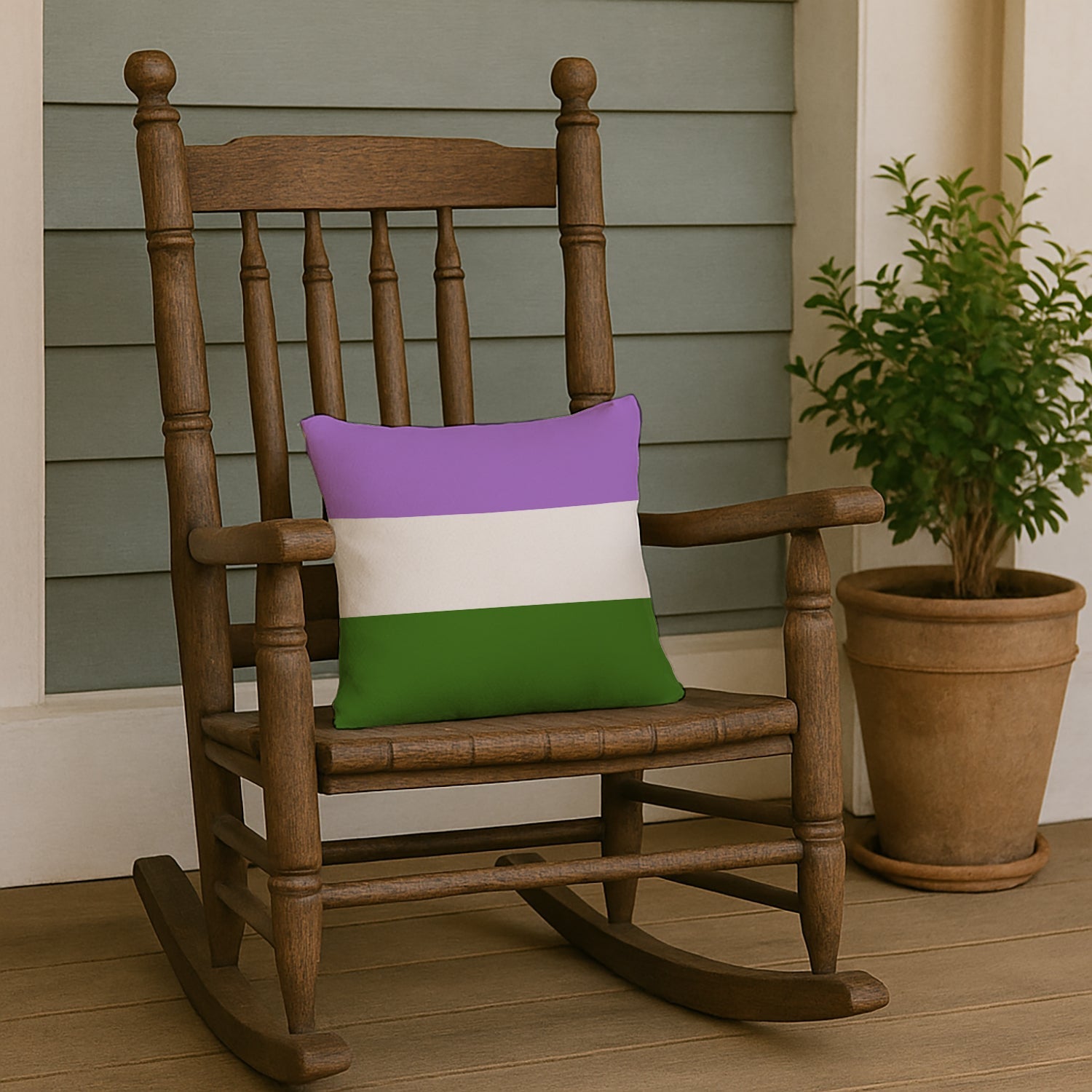 Genderqueer Pride Decorative Throw Pillow 14x14 Indoor Outdoor Accent Cushion, Fabric Cover with Insert for Sofa, Bed, Porch & Living Room