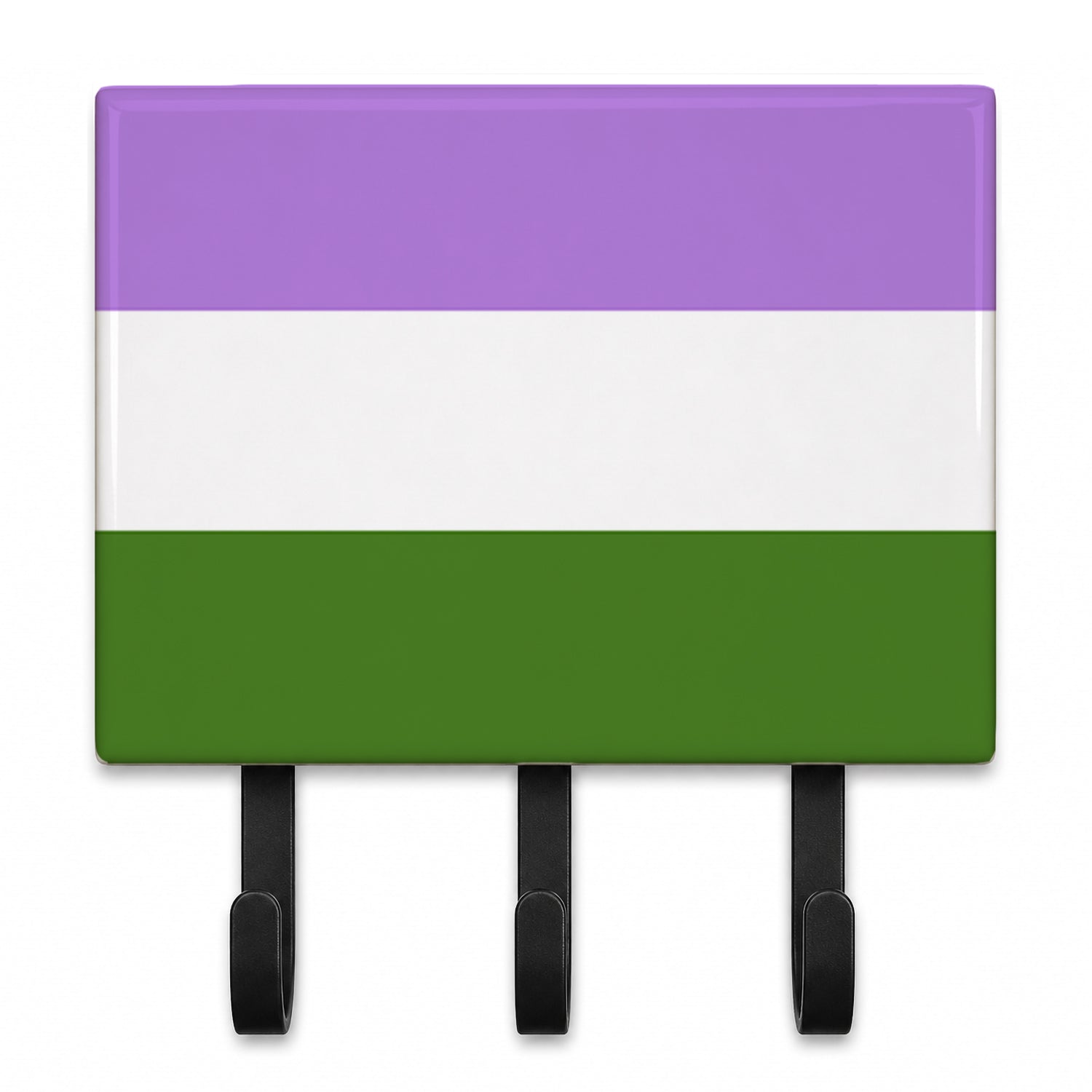 Genderqueer Pride Leash or Key Holder Wall Hooks, Coat Rack Wall Mount, for Hanging Keys, Towels, Aprons, Leashes